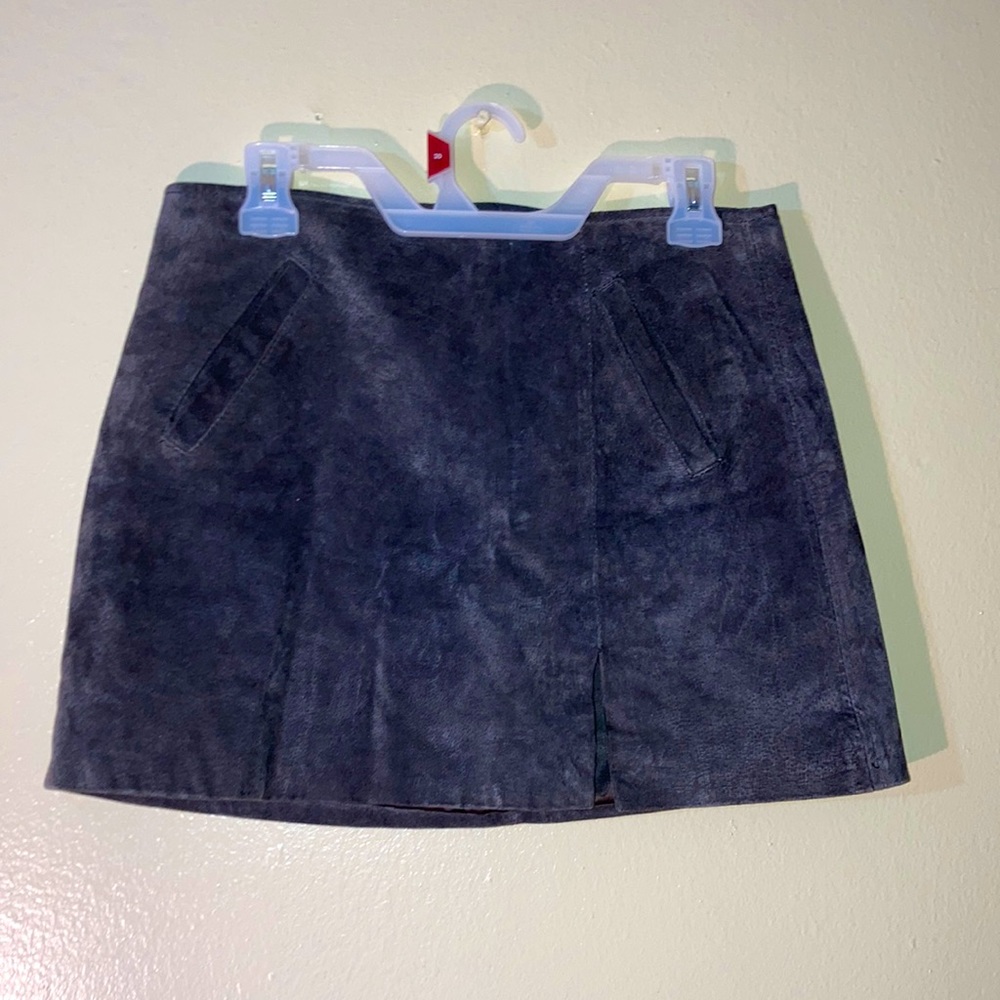 Blank NYC 100% Leather Suede Skirt Charcoal Grey Size 28